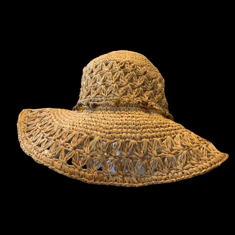Scala. natural fiber Women’s hat beaded detail - Picture 11 of 11